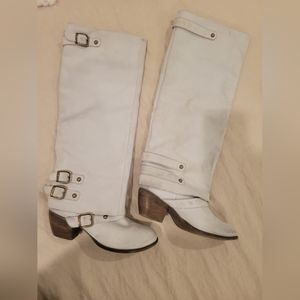 White leather boots